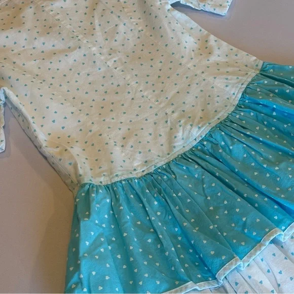VINTAGE AMY TOO! White and Blue Polka Dot Ruffled Girls Dress 80s 90s Size 12 - Picture 7 of 14